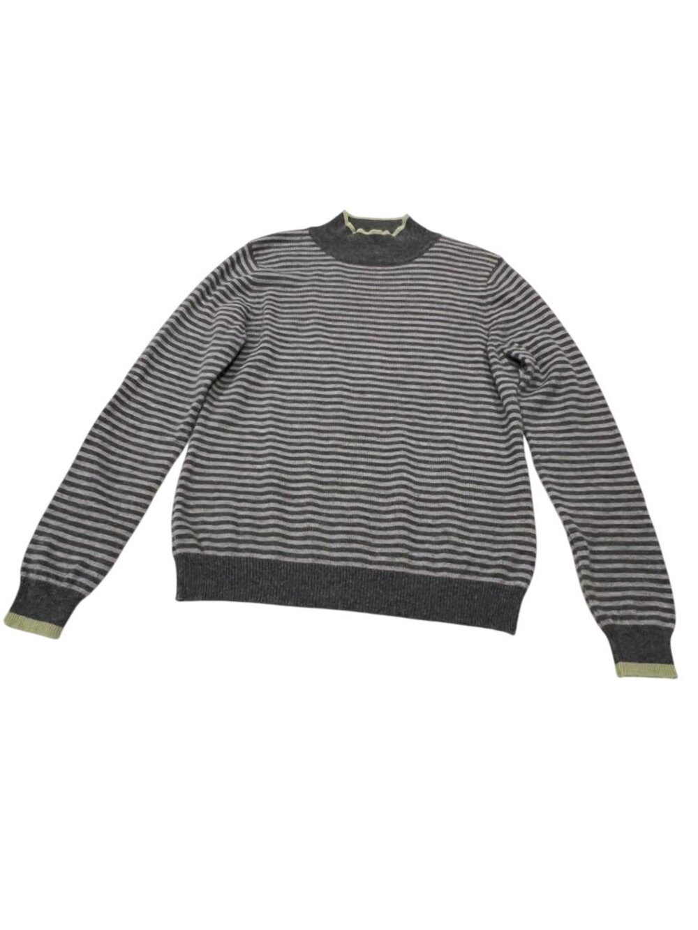 Peck & Peck Cashmere Striped Mockneck Sweater, Gray, XL